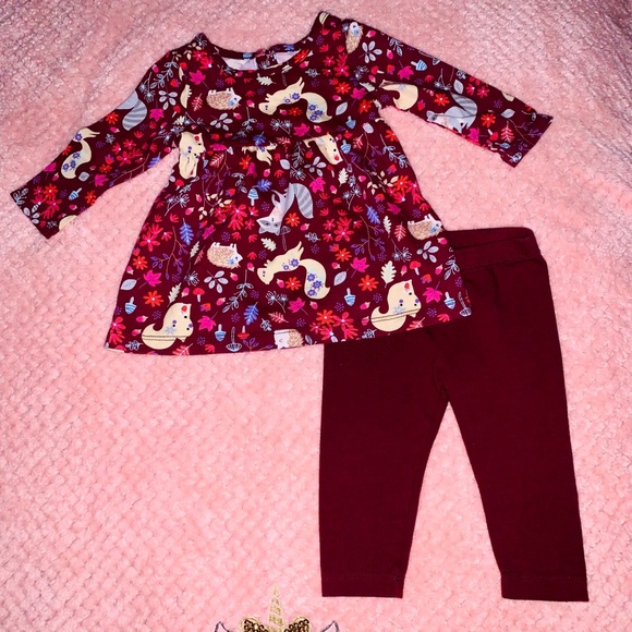 Wonder nation infant cotton long sleeve dress and leggings 2pc set, 3-6 months - Picture 1 of 2